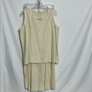 NWT David Dart Butter Yellow 2 Piece Set Tank Top Maxi Skirt 100% Linen Sz Large